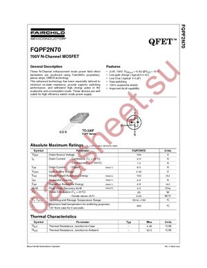FQPF2N70 datasheet  